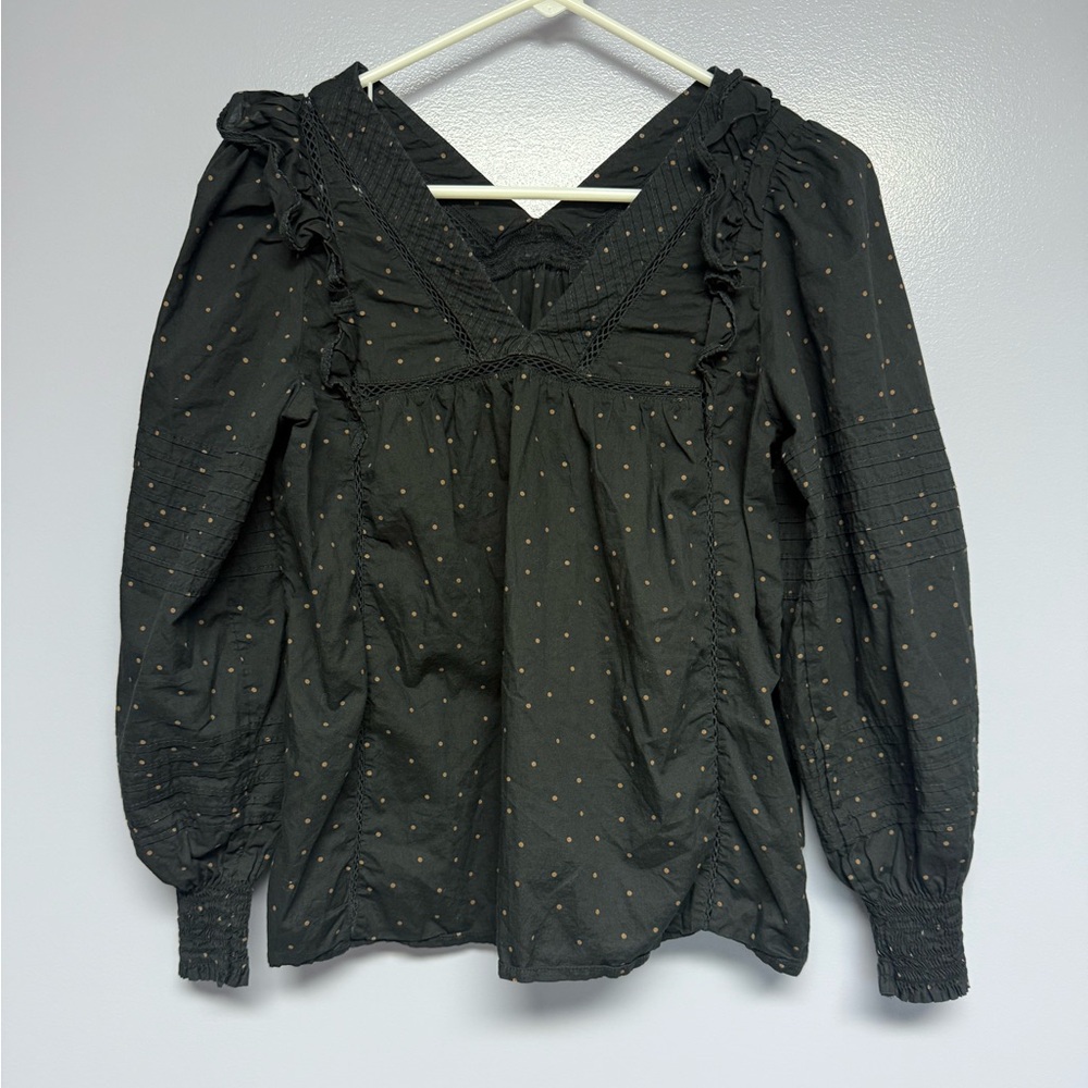 Madewell Voile ruffle pin tuck Black top XS - Picture 4 of 16